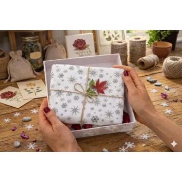 Imagem de Folha Papel De Seda Presente Estampado Flocos De Neve 30x70 100UN - SF