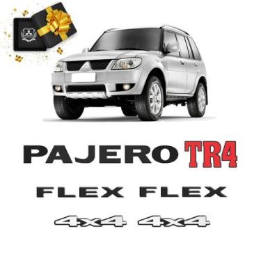 Imagem de Kit Emblemas Pajero Tr4 Flex 4x4 Preto Adesivos Resinados - SPORTINOX