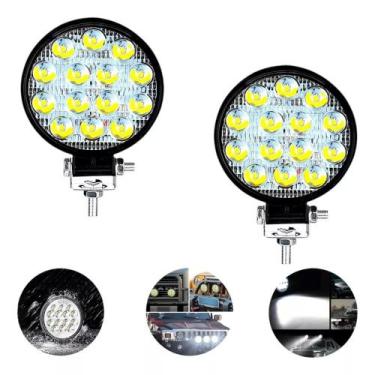 Imagem de Kit 2 Farol Led Redondo Milha 42w 14 Leds Carro Jeep 12v - WBCOM