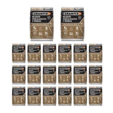 Imagem de Kit 20 Rejunte Porcelanato E Pedra Cinza Classico Ceramfix