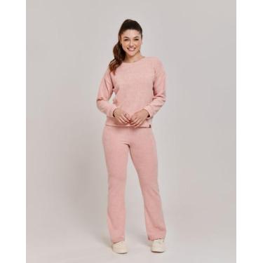 Imagem de Pijama Cia Do Corpo 5666 Malha Tricot Adulto, P, Rosa