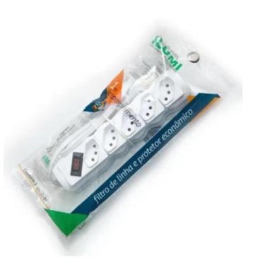 Imagem de Filtro De Linha Régua 5 Tomadas Branco Bivolt 10a Ilumi