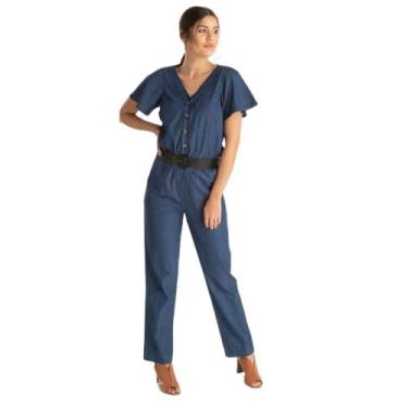 Imagem de Macacão Jeans Feminino Calça Longa - HURY, Jeans, XG