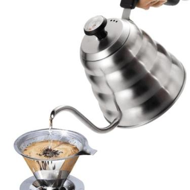 Imagem de Chaleira Aco Inox Bico De Ganso Com Termometro 1000ML - Genérico