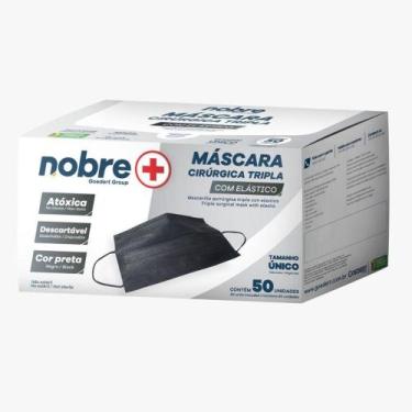 Imagem de Mascara cirurgica tripla com elastico - tecido preto - c/ 50und - Nobr