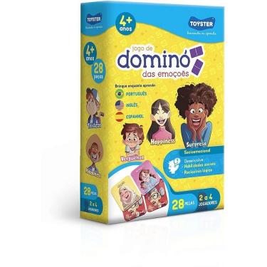 Imagem de Jogo Educativo Dominó das Emoções 28 Peças em Português Inglês e Espanhol Toyster Brinquedos