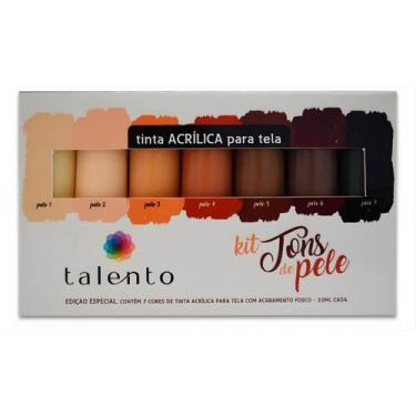 Imagem de Kit com 7 Tintas Acrílica Tons de Pele para Telas Talento