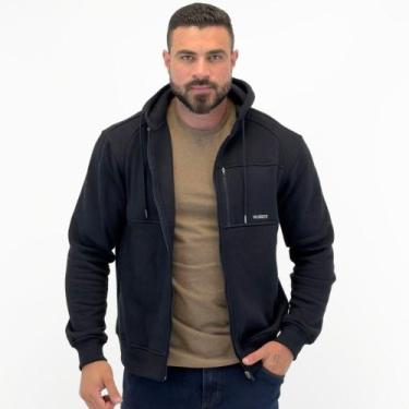 Imagem de Blusa Nicoboco Moletom Aberta com Capuz Masculina, M, Preto