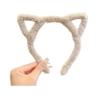 Imagem de Tiara De Orelhas De Gato De Pelúcia Fofa Para Meninas, Presilha De Cab