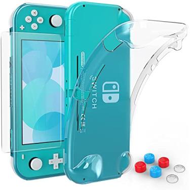 Imagem de Capa para Nintendo Switch Lite, capa protetora de TPU macia HEYSTOP para Nintendo Switch Lite com protetor de tela de vidro temperado Switch Lite e tampas de polegar