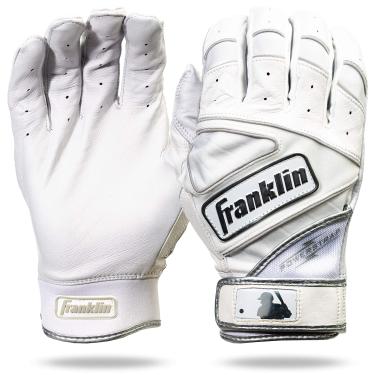 Imagem de Franklin Sports Luvas de Rebatedor Chrome Powerstrap™ – Branco – Adulto Médio