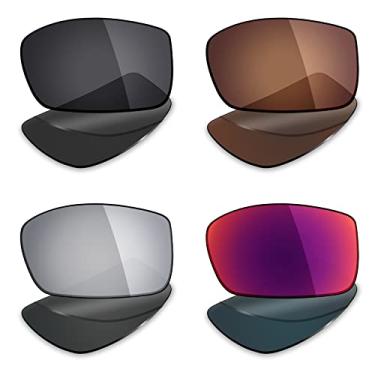Imagem de 4 pares de lentes polarizadas de substituição Mryok para óculos de sol Costa Del Mar Fantail – Preto Stealth Preto/Bronze Marrom/Prata Titânio/Sol Meia-Noite