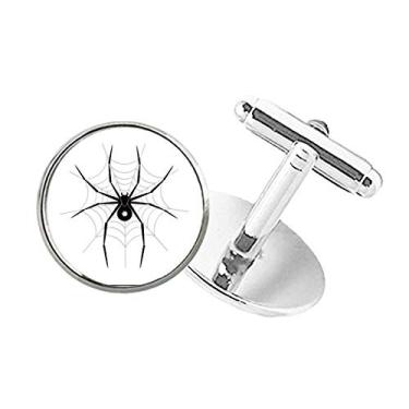 Imagem de DIYthinker Abotoaduras com clipe de botão redondo e estampa de aranha preta com ilustração de insetos