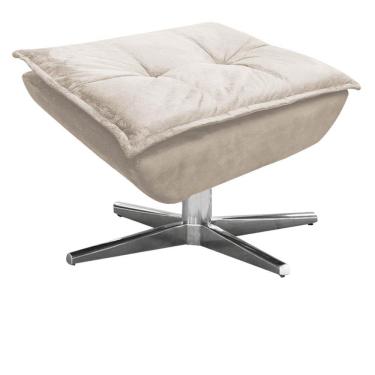 Imagem de Puff Decorativo Sala de Estar Base Giratória Cromada Opla Suede Bege - Ibiza