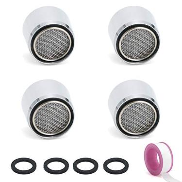 Imagem de Aerador de torneira de cozinha, 22 mm, Aerador de latão rosqueado fêmea com fita de encanador, cromo polido, pacote com 4