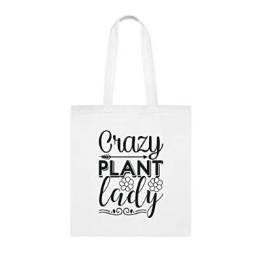 Imagem de Sacola feminina engraçada Crazy Plant Lady, presente para mulher de plantas, bolsa de ombro, sacos reutilizáveis para mulheres de plantas, ideia de presente de cesta de Natal de aniversário