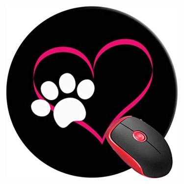 Imagem de Mouse Pad I Love My Dog Paw Heart, Mousepad redondo, base de borracha antiderrapante para laptop e computador