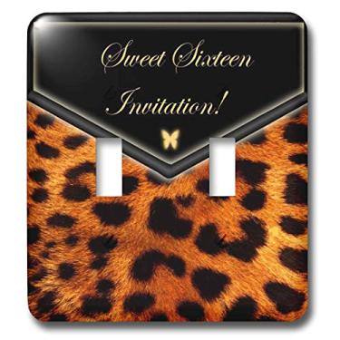 Imagem de 3dRose Interruptor duplo de convites Lsp_40610_2 Leopard Sweet Sixteen, não aplicável