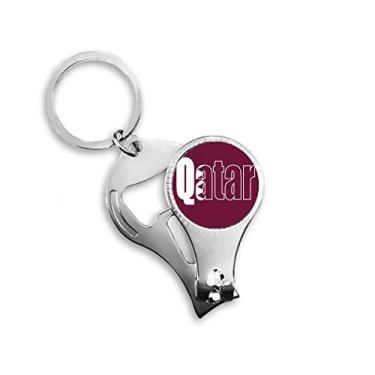 Imagem de Chaveiro abridor de garrafa cortador de unhas com nome da bandeira do país do Qatar