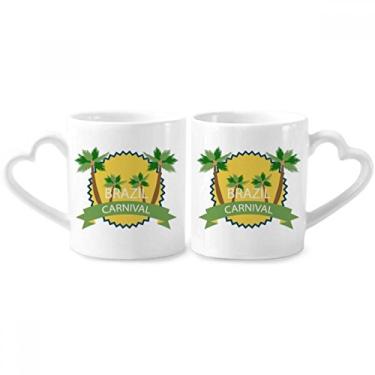 Imagem de Conjunto de canecas de porcelana Celebrate Brazil Carnival Couple Ceramic Lover Cup Heart Handle