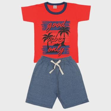 Imagem de Conjunto Camiseta Good Vibes Vermelha e Bermuda - Luky & Buky