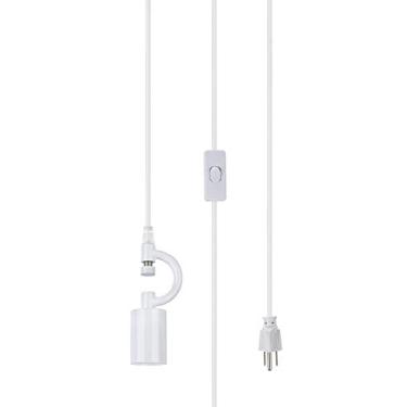 Imagem de Aspen Creative, White 72682-21 Um kit de conversão de luz pendente Swag com abajur de tecido império de capa dura transitória, 33 cm de largura