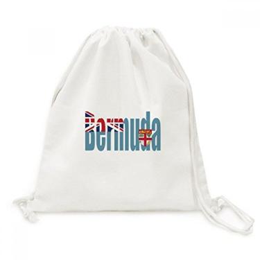 Imagem de Mochila de lona com cordão e nome da bandeira do país Bermudas