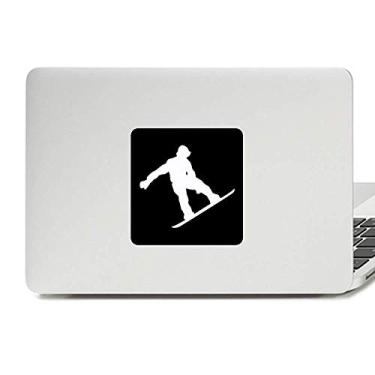 Imagem de Adesivo de vinil para laptop Jumping Skateboarding Sport Black Outline para decoração de PC