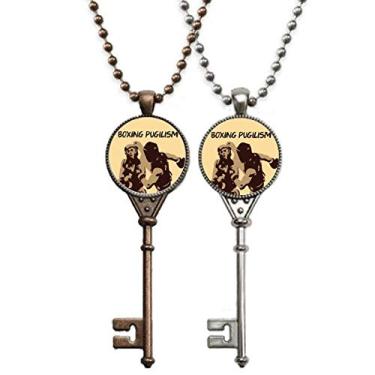 Imagem de OFFbb-USA Pugilismo Punho de Boxe Art Déco, Presente Fashion Chaveiro Colar Pingente Joias Decoração de Casal