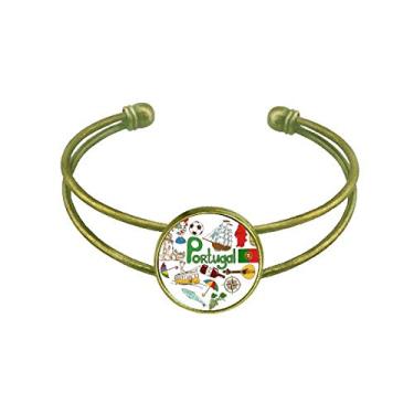 Imagem de Bracelete de Portugal Love Heart Landscap com bandeira nacional retrô de punho aberto