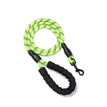 Imagem de Guia para cachorro reflexiva animal de estimação do tecer de náilon à prova de explosão lixiviação para cães médios e grandes punho durável confortável wlaking lead rope (verde)