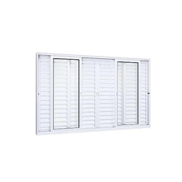 Imagem de Janela Veneziana Alumínio Central 4 Folhas Móveis 2 Fixas Lucasa Eccellente 100cmx150cm Branco