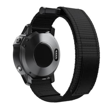 Imagem de HAZELS Pulseira de pulseira de nylon trançado esportivo para Garmin Fenix 7 7X 6X 6Pro 5X 5Plus 3HR EasyFit liberação rápida 26 22mm pulseira (cor: preto, tamanho: 22mm Fenix 5 6Pro)
