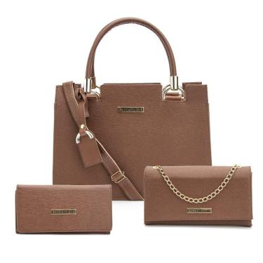 Imagem de Kit Bolsas Feminina Media Pequena e Carteira Alta Qualidade Tendencia Dia a Dia e Passeio