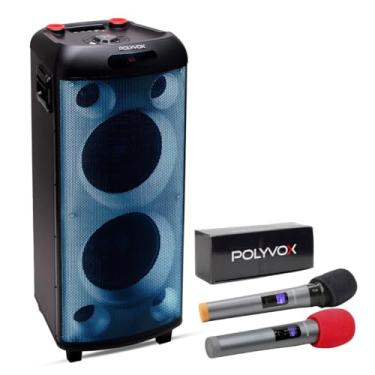 Imagem de Polyvox, Caixa de Som Amplificada Polyvox Torre XT-990 TWS Bluetooth Full Led 2000W + Microfones sem fio