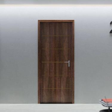 Imagem de Folha de Porta de Madeira 210x70cm Espessura 3,5cm MSO Eucaplac Frisada Residence Eucatex Noce Ebano