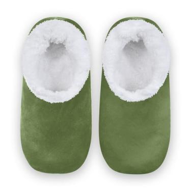 Imagem de CHIFIGNO Chinelos de casa verde-oliva escuro, chinelos de interior para homens, chinelos de casa para hóspedes M-XXL, Verde-oliva escuro, XX-Large