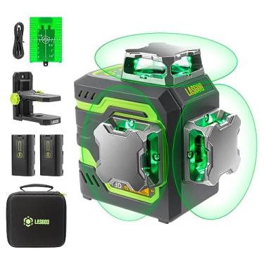 Imagem de LasGoo LG-3D Nível a Laser Autonivelante 3x360°, Laser de Linha Cruzada Verde 3D para Construção e Pendurar Quadros, 2 Baterias Recarregáveis (20 Horas), Suporte Magnético Elevável Incluso, Verde