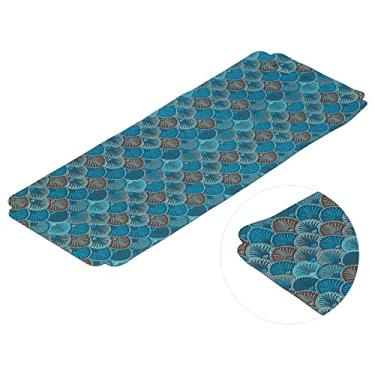 Imagem de Esteira de Copo de chá Estilo Chinês, Jogos Americanos Tecidos, Corredor de Mesa Retangular de Acabamento para Cerimônia de chá (Ginkgo azul marinho)