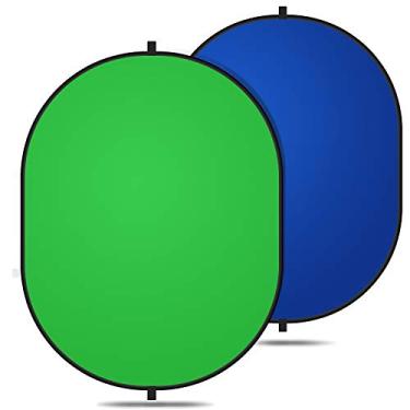 Imagem de Yesker Pano de fundo Chromakey de 1,5 m x 2 m, tela de fundo 2 em 1, tela verde e azul, fundo dobrável para fotografia, jogos e transmissão ao vivo, verde e azul