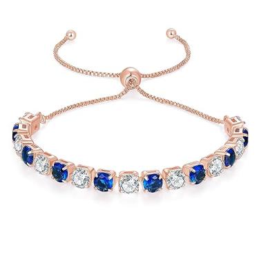 Imagem de Lovans Pulseiras de tênis femininas de zircônia cúbica de 5 mm em prata/ouro/ouro rosa pulseira ajustável no tamanho de 7,6 a 23 cm, joias modernas, presentes (ouro rosa, zircônia de 5 mm), 8inch, Aço