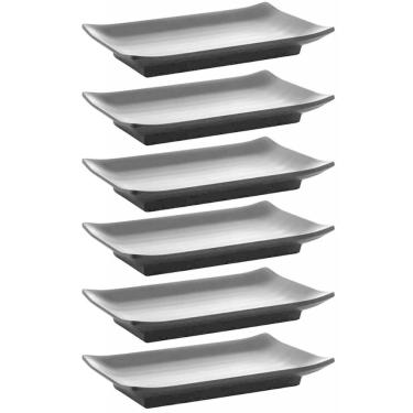 Imagem de Conjunto 6 Pratos de Sushi Melamina Lyor Tóquio Preto 17x11c