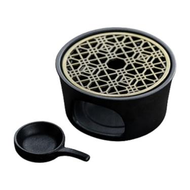 Imagem de WeiLaiKeQi Bule de cerâmica aquecedor de chá fervente multifuncional com suporte tealight aquecedor para quintal ao ar livre pátio fogueira caminhadas, PRETO