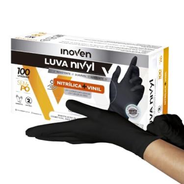 Imagem de Luva Preta Vinil Nitrílica Hipoalergênica Sem Pó Nivyl Descartável - Inoven (M)