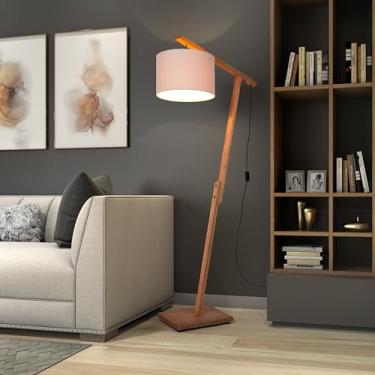 Imagem de Luminária Abajur Chão Pedestal Piso Coluna Cúpula Tecido