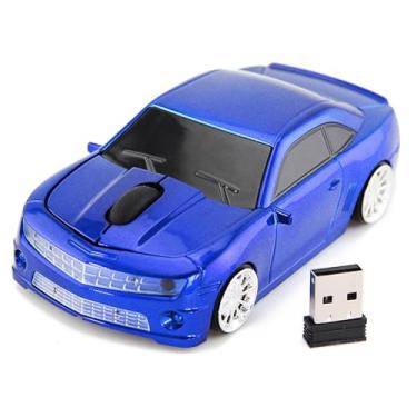 Imagem de Mouse de Computador Sem Fio, Mouse de Computador Sem Fio Em Formato de Carro Esportivo Elegante, Mouse de Computador de Carro de 2,4 GHz para Escritório e Jogos, para Laptop (Azul)