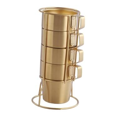 Imagem de Ｂｅｓｇａ 4Pcs Empilhável aço Inoxidável Copo de Café com Suporte Rack, Cappuccino Espresso Caneca Chá Xícaras para Café da Manhã Doméstico Caminhadas