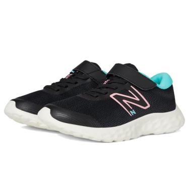 Imagem de New Balance Tênis de corrida unissex infantil 520 V8 com renda elástica, Preto/ultra rosa/jade cibernético, 2 Wide Little Kid