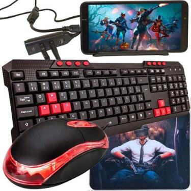 Imagem de Kit Gamer Mobilador Para Celular Com Teclado + Mouse Óptico 800 dpi + 