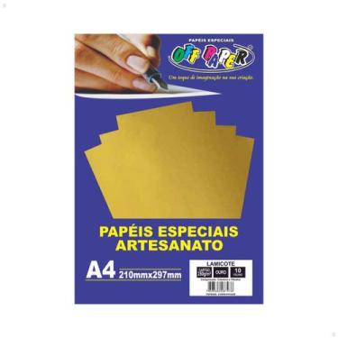 Imagem de Papel Lamicote 250g PCT C/ 10 Folhas - Off Paper, Ouro